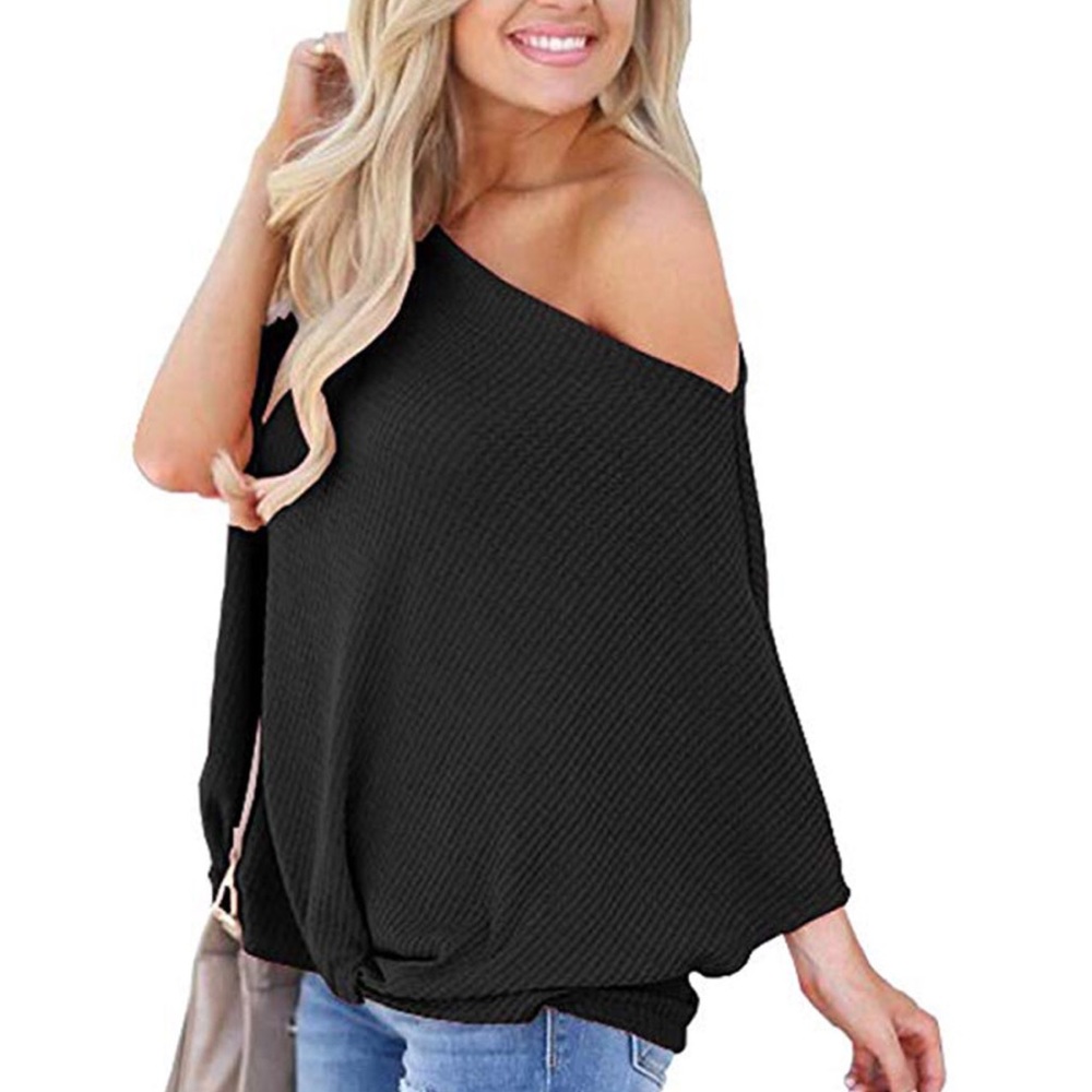 NEW!  Off Shoulder Thermal Waffle Knit Twist Top - Picture 8 of 8